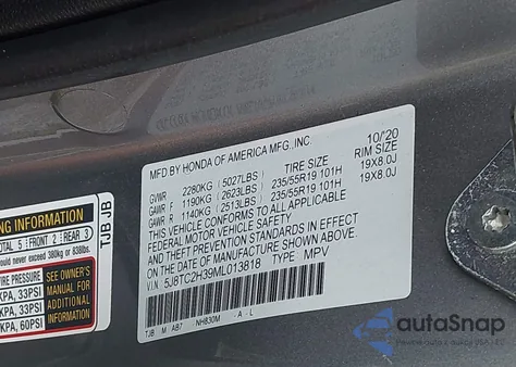 2021 Acura Rdx Standard from USA, damaged, VIN 5J8TC2H39ML013818